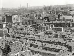 May 26, 1931. Beantown from above: "Boston, South End. Dorchester Heights from Gas Building." 4x5 film negative, photographer unknown. View full size.
