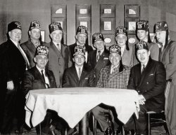 This image is of the New York City Mecca Shriners Divan and was taken at the Potentate's Ball sometime in the 1970's. Mecca Shrine is the first Shriners group ever. Formed by Freemasons in 1872, it is still very much in existence. View full size.
(ShorpyBlog, Member Gallery)