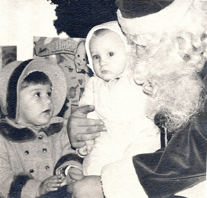 My younger sister Elizabeth and I with Santa at Macy's in New York, 1963. View full size.
