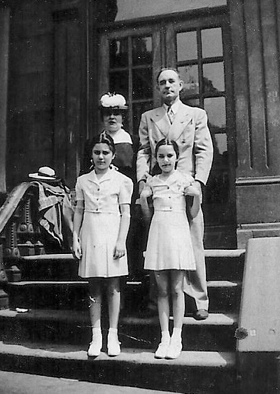 My Grandparents, mother and her sister.  In front of their apartment in Brooklyn Heights during the 1940s.
