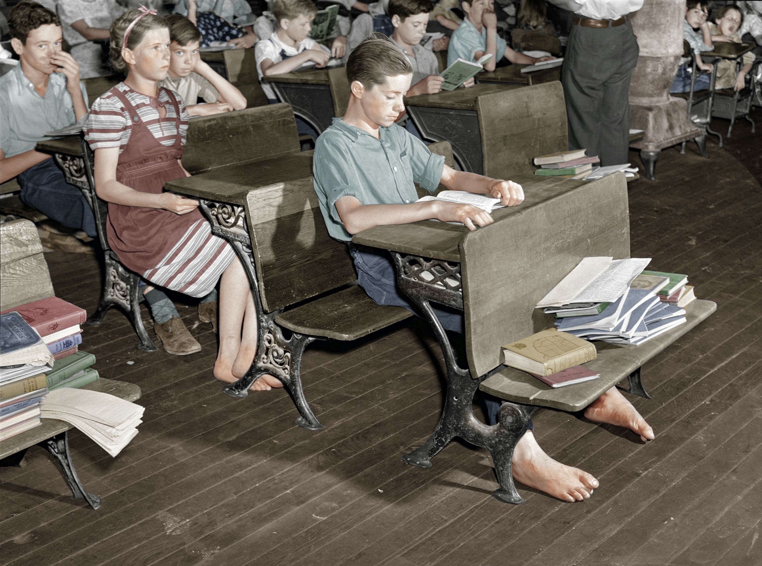 April 1941. "Schoolchildren in Franklin, Heard County, Georgia." Medium format negative by Jack Delano for the Farm Security Administration. 
