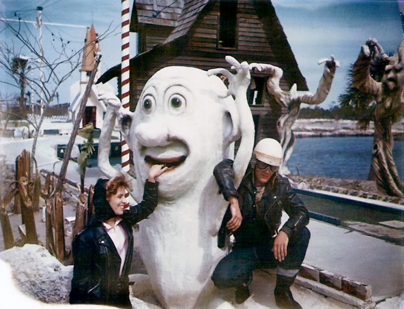 This is another photo from my mom and dad's road trip to Florida in 1963. My mom looks like she's having fun. I do not know the location but it looks like an amusement park of some kind or maybe putt putt golf? View full size.

