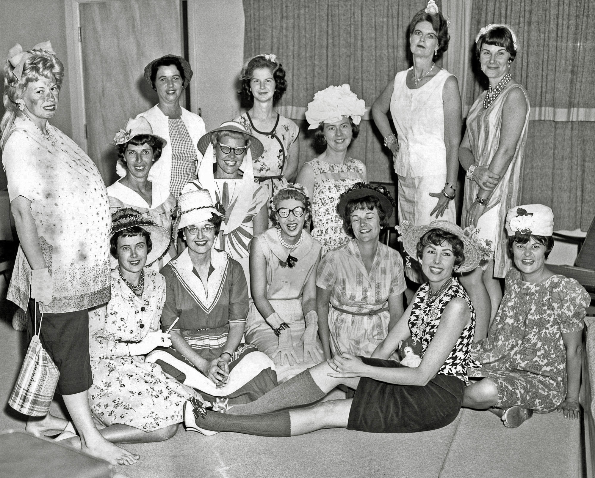 Mad Hat party get together by the ladies of the Sierra Vista, Fort Huachuca, Arizona Beta Phi Sorority. A 1965 photo by Jay's Photo, Sierra Vista, Arizona. View full size.