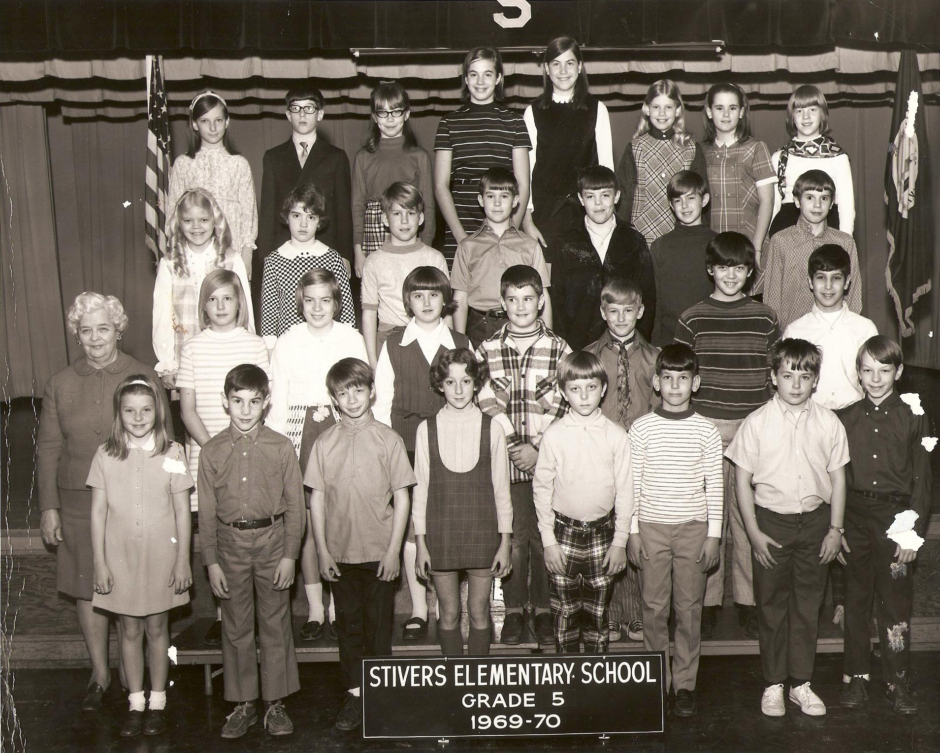 My class photo from O.J. Stivers Elementary, 1969-1970. I'm in the front row, fourth from the right. I look happy to be there. It must be the plaid pants.
