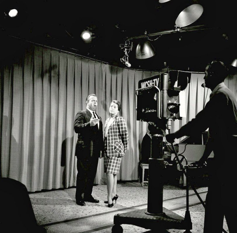 This is from the studio of WCSH-TV in Portland, Maine. I am not sure what show that was being broadcast at the moment. From my negatives collection. View full size.
