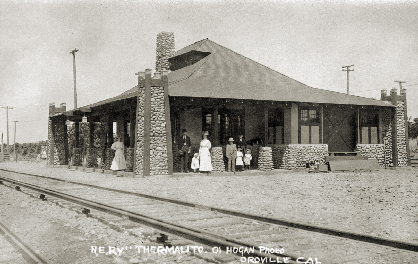 Sacramento Northern Electric Rail Depot, Oroville California, about 1910. View full size.