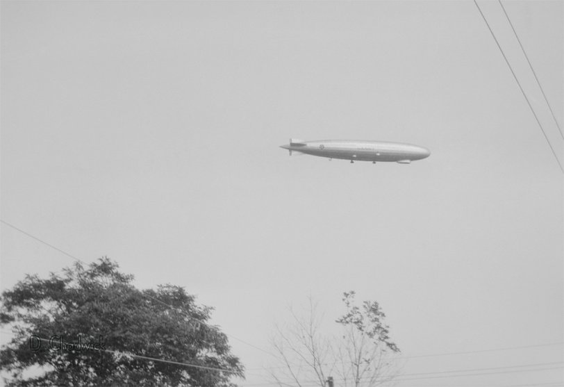 Built by the Zeppelin Company in Friedrichshafen, Germany. This photo was taken in the Philadelphia area probably during its visit for the Sesquicentennial Exposition in 1926. Scanned from the original negative. View full size.
