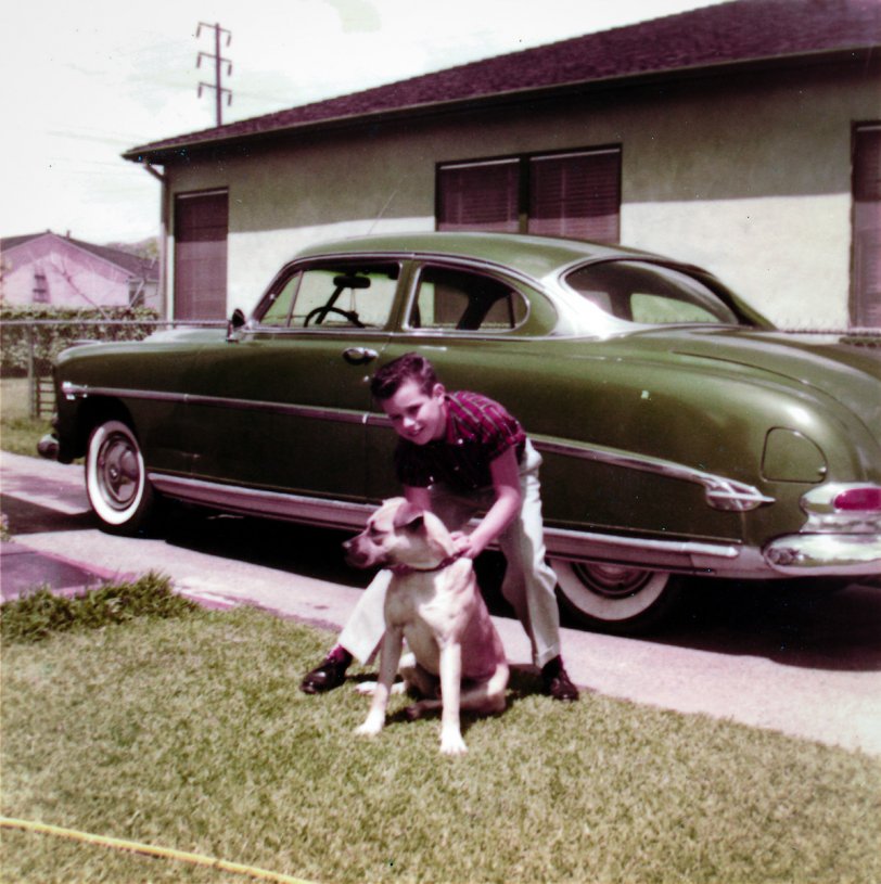 Here's my great uncle Paul at my great grandparents house in East LA. The photo was taken in May, 1957. Unfortunately I didn't have the negative and had to scan the badly faded Kodacolor print which I cleaned up a bit in Photoshop. View full size.
