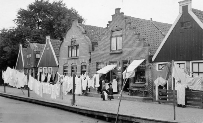 Drying laundry. Volendam Island, Amsterdam, Holland. 1937. View full size.

