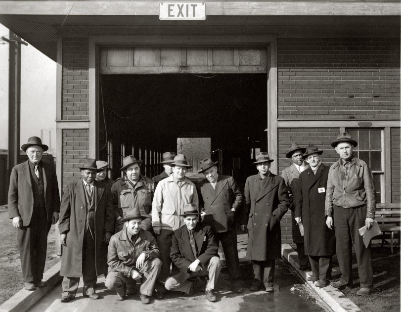Chicago sewer department workers in the late 1940s. The man kneeling in the middle is my grandfather. That is all I know about this picture. View full size.
