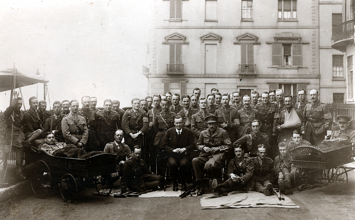 British wounded at a Hospital in France circa 1915-16.