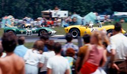 Weather was great, cars were great, and we had the best 35mm photo ops of the era. Campers and day trippers, young and old, all enjoying a sunny, mid-ship big-block V-8 CanAm race weekend in Watkins Glen, N.Y., Summer 1970. This series was a phenomenom in its short heyday, dominated by McClaren Chevys. View full size.
(ShorpyBlog, Member Gallery)