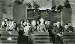 My father, second from right, in one room schoolhouse in White Lake Corners, New York in 1909. He was 8. View full size.
(ShorpyBlog, Member Gallery)