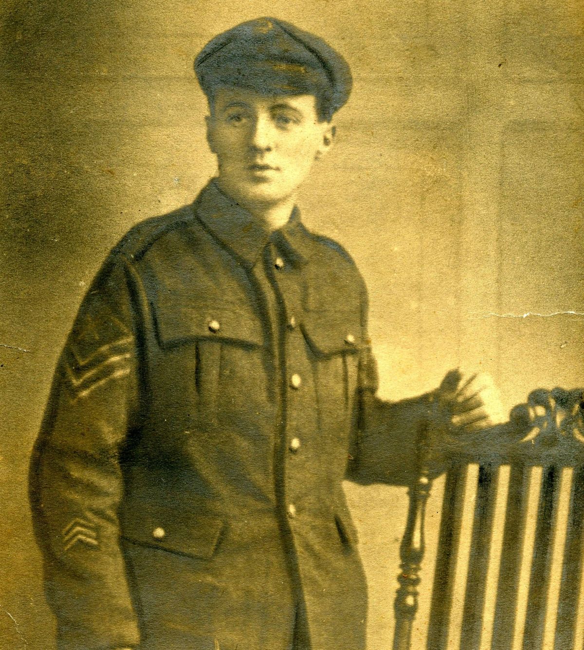 This is my paternal grandfather, William Kearton, taken about 1917 when he was in the Royal Flying Corps. I don't know a lot about him, but I'm told that his main job in the RFC was to recover aircraft that had crashed in no-man's land, between the trenches. View full size.