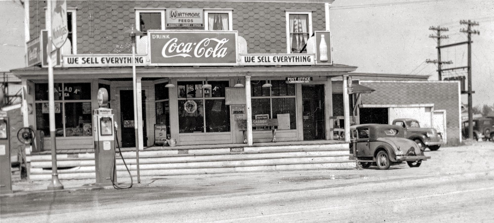 Wirthmore Feeds, Post Office and General Store,Londonderry, New Hampshire, mid-1940s.

Found in an archives collection of Peoria, Illinois area World War I and II military pictures, obtained by Jr Owens, of JRs Mini Mall Vintage Store in Pekin, Illinois.