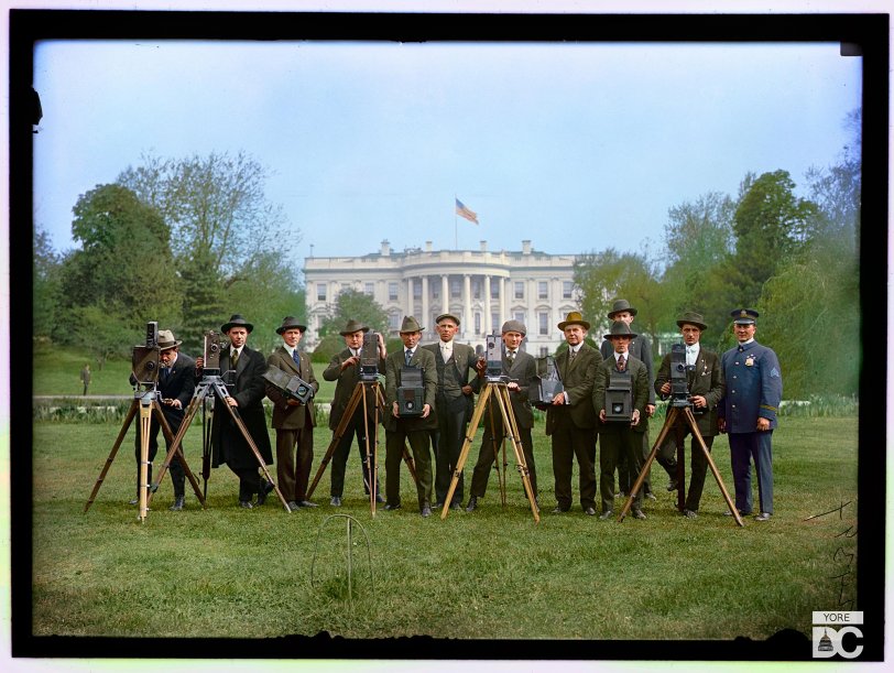 Colorized version of image seen here on Shorpy. It was colorized for YoreDC.org. We have names of individuals and hope to locate other information. 
