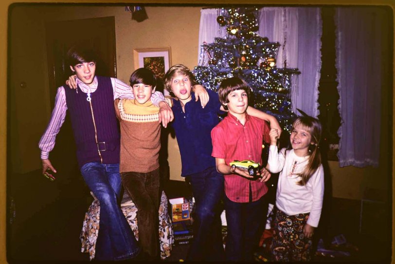 Hanging out at Christmas time, probably 1971 or so.