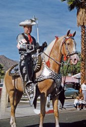 At the Palm Springs parade in February 1955. I found this 35mm Kodachrome slide in a collection at a swap meet. View full size.
(ShorpyBlog, Member Gallery)