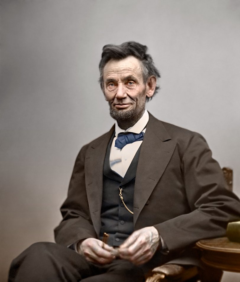 This is such an extraordinary photograph; I've always wanted to restore it. The man was a giant, yet his face reveals nothing but kindness and humility. Repair and colorization to the original done in Photoshop using multiple layers and blend modes. View full size.

