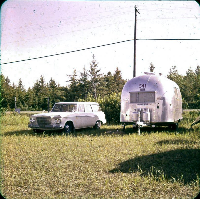 I found in a Miami thrift store approximately 12 metal boxes containing a well organized collection of personal slides documenting a Dr. Eugene Birchwood's lifelong involvement with the Airstream trailer community. Only a single slide had his name written on it and from this I was able to research a small part of his life. He was a doctor based in Chicago. He was employed briefly by Airstream Trailer and document several international tours or roundups in the mid 1950s. Many slides were taken in Mexico and Europe. View full size.

