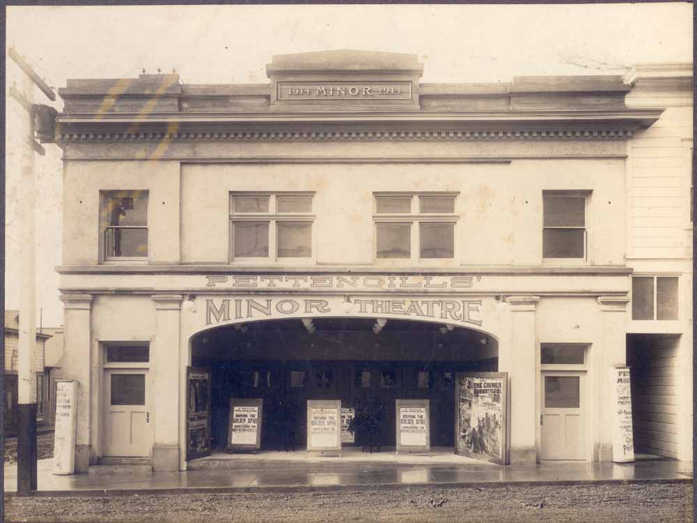 The Minor Theater in Arcata, Calif., built in 1914, the oldest theater in the United States built for feature films. It's still open and showing movies. This photo was taken soon after it was open.