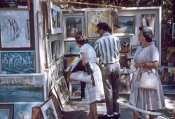 Marin Art & Garden Fair in Ross, California, July 1964. Little did I realize when I snapped this Kodachrome slide that I'd be documenting an era in women's fashion accessories. View full size.