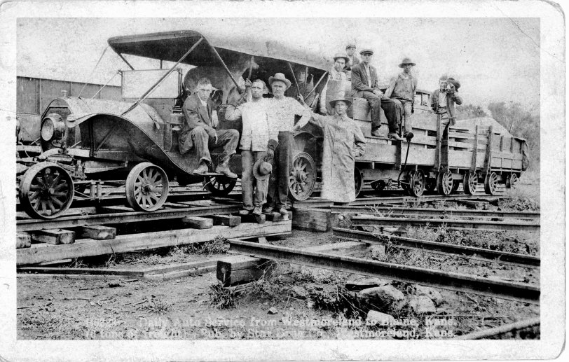 "Daily auto service from Westmoreland to Blaine, Kansas." Circa 1914.
