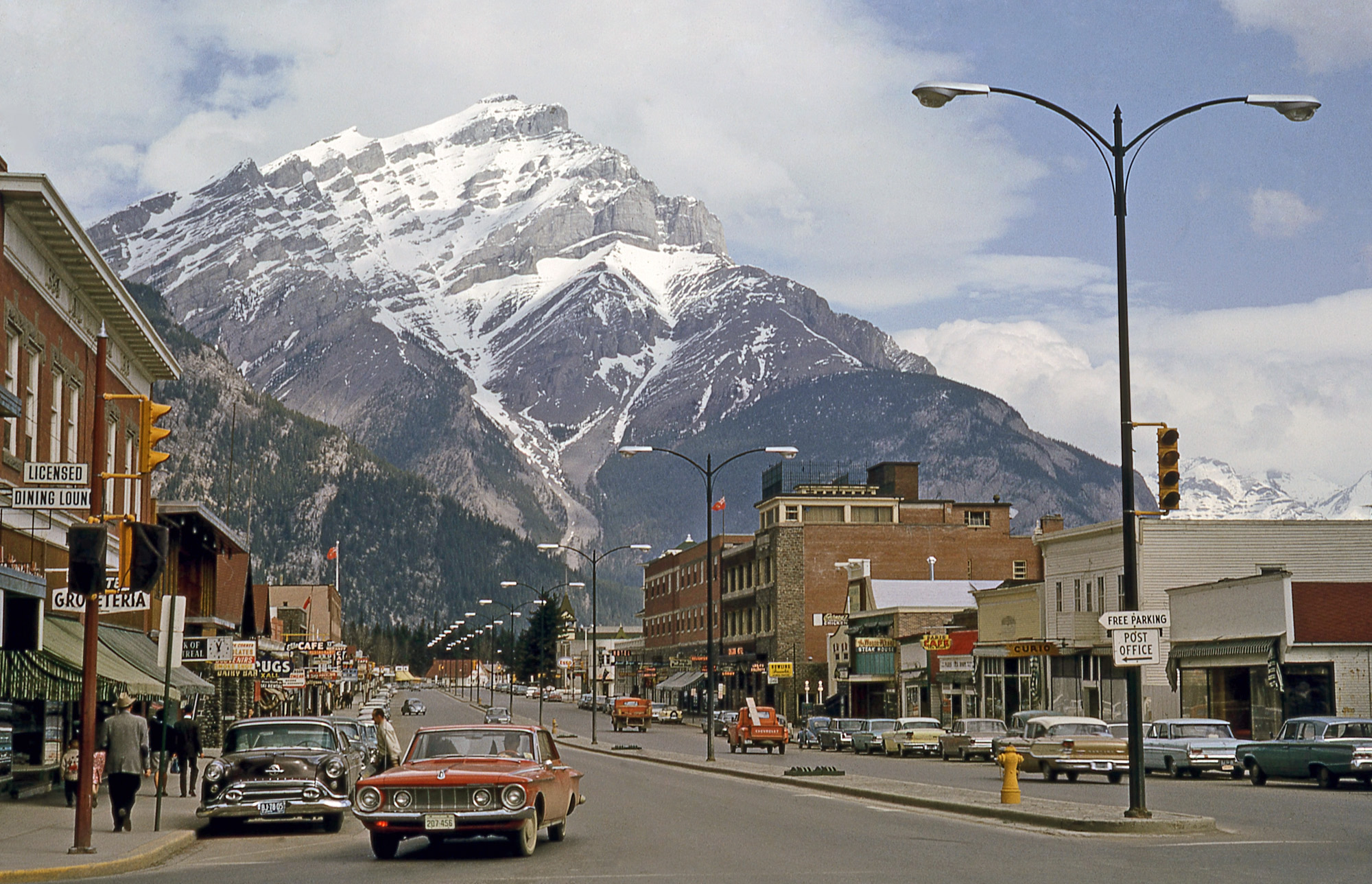 Banff, Alberta, Canada, sometime in the early Sixties. Scanned from a box of Kodachrome slides I found at a flea market. View full size.