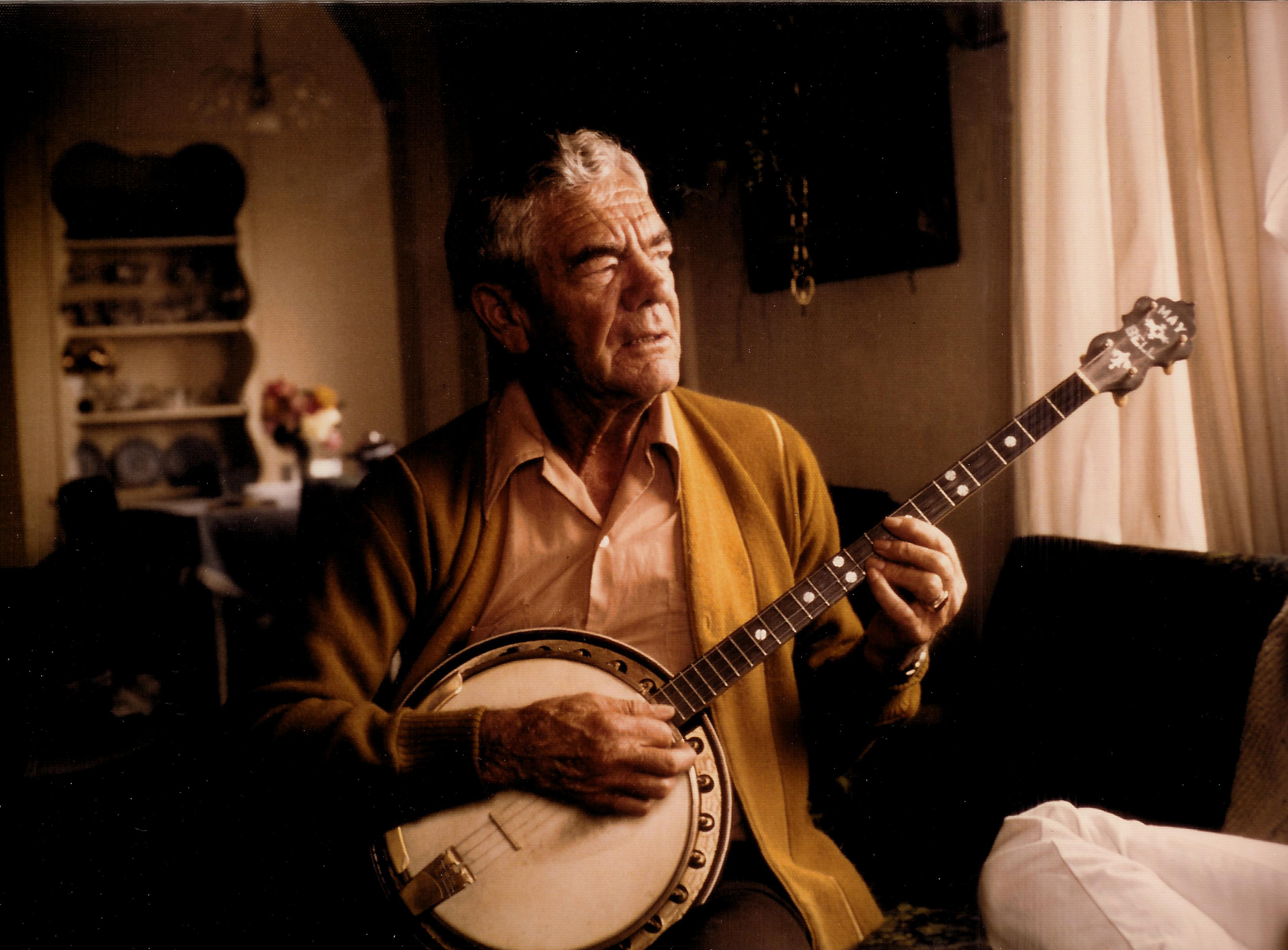 A distant uncle named Ed Wheeler, playing his banjo named LuluBelle in 1956.