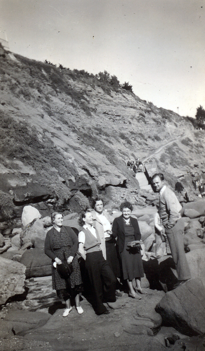My grandmother Grace Hallack is 2nd from the left in this picture that looks to have been taken at the same time as the photo titled We had an accident. Her sister Heraldine is to her left. The others I don't recognize. View full size.