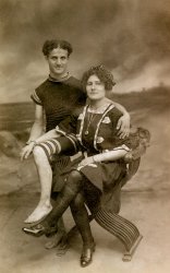 Found at a thrift shop.  On the back someone wrote "Alec and Dora, September 1st, 1910." The photo was taken in the Palace Studios, Atlantic City, NJ. View full size.
(ShorpyBlog, Member Gallery)