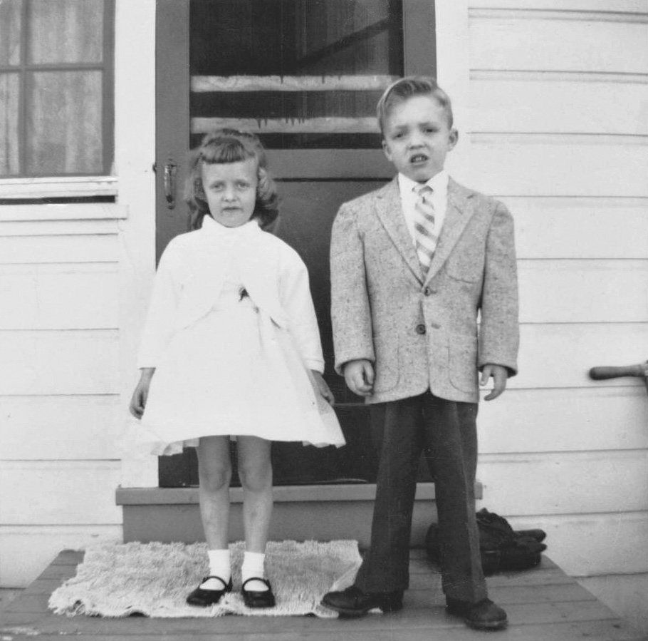 My sister, Becky, and my brother, Frank, circa 1958. Oh, how thrilled they look in those get-ups.