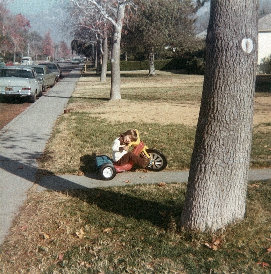 My stepson on a Big Wheels around Christmas time in Upland, California in the early 70's. View full size.