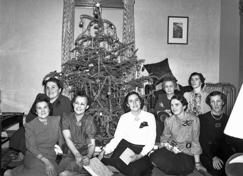 Merry Christmas from the ladies of the Bridge Club (photo was marked as "Bridge Group) From my negatives collection. View full size.
