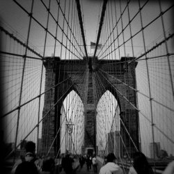 Brooklyn Bridge, on the walkway...
(ShorpyBlog, Member Gallery)
