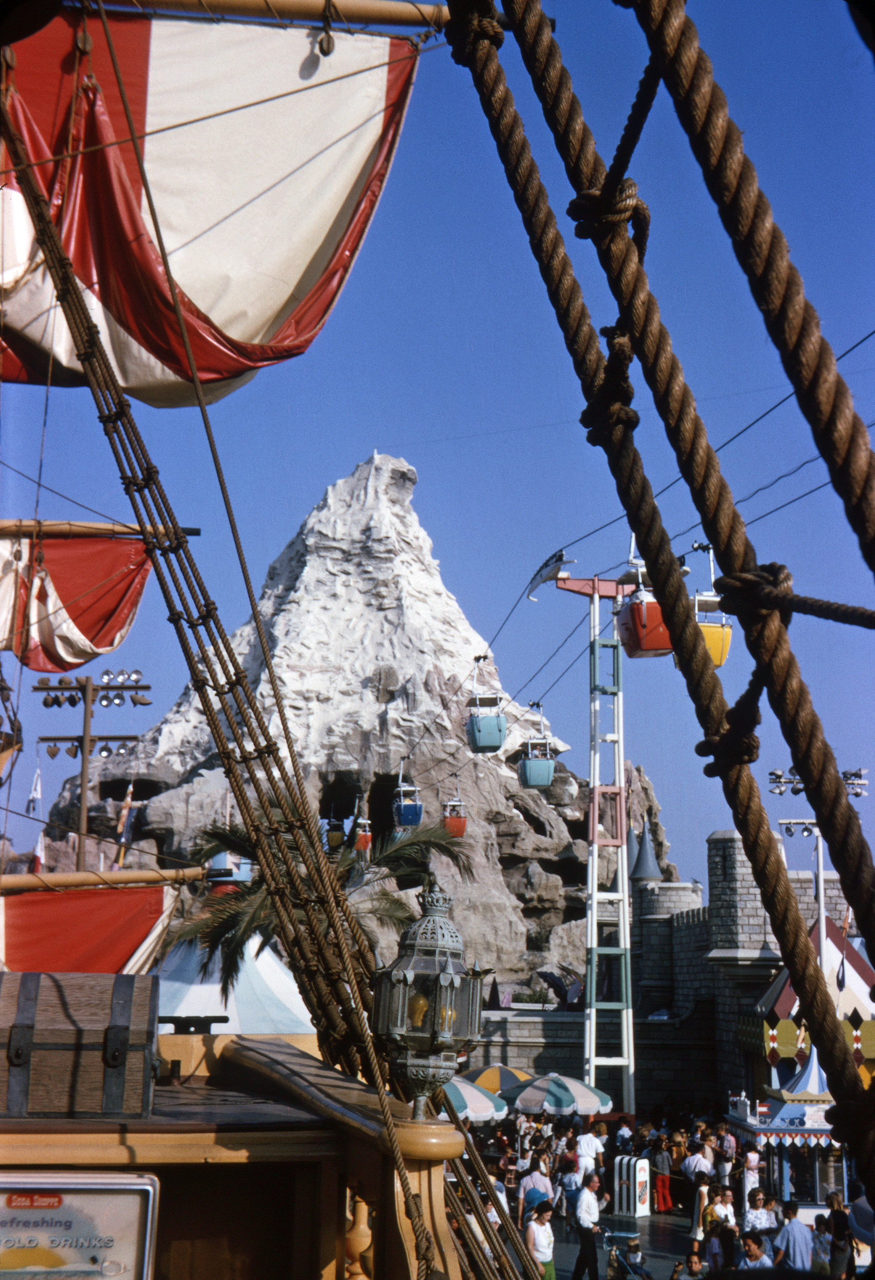 Three things that no longer exist: 1. Captain Hook's Pirate Ship, from which I took this shot 47 years ago this month; 2. Skyway to Tomorrowland; 3. Kodachrome. View full size.