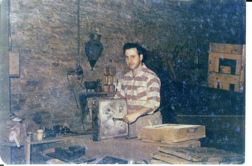 My father Carmen in the early 1950's at his station in a iron foundry. The foundry was in Philadelphia.
