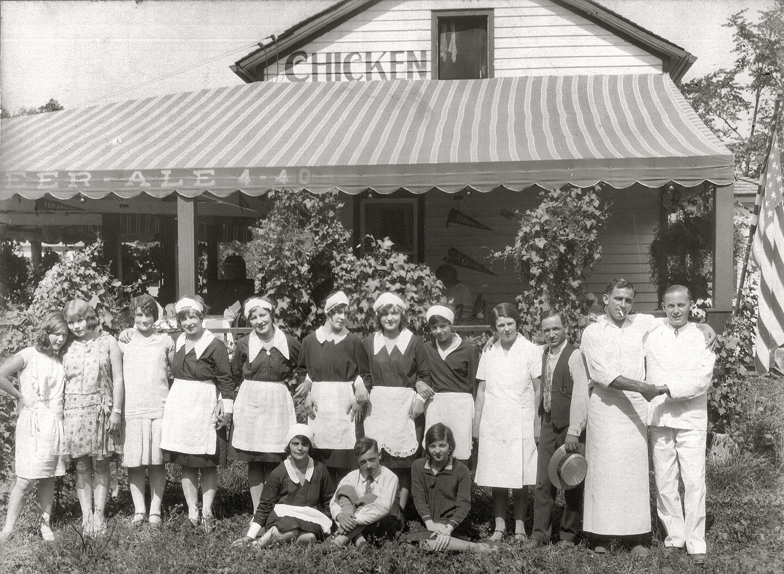 The staff of a "summer restaurant" somewhere in Southern Ontario. 8x10 black and white print. View full size.