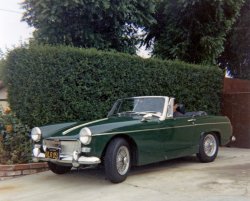 Dad's second British sports car, after his '52 MG-TD, was this new 1966 MG Midget. After selling the TD in 1956 he bought a new '56 VW, then a used '52 Chevy, then a new '62 Ford Falcon which was traded in for the Midget. Dad really wanted an Austin Healey 3000 so he traded the Midget in for a '67 3000 in early 1968. East Richmond Heights, San Francisco Bay Area, 1966. View full size.
(ShorpyBlog, Member Gallery)