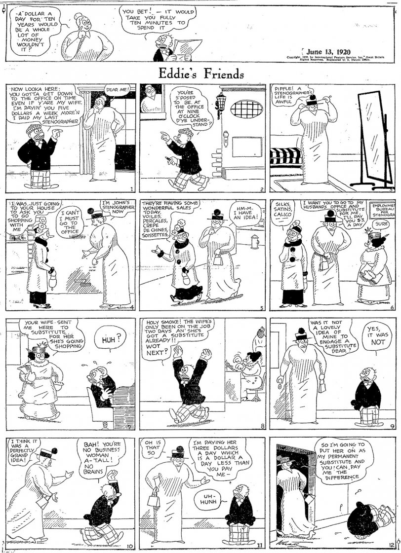 "Eddie's Friends" for June 13, 1920. More thigh-slapping hilarity. View full size.