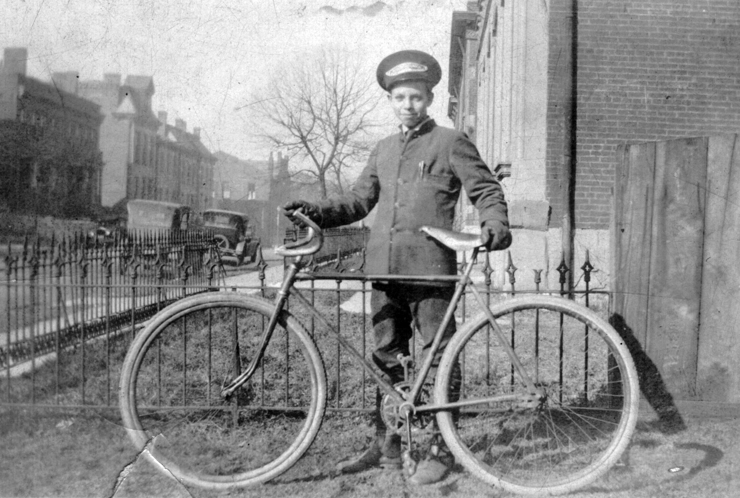 This was my grandfather as he was heading out for the tougher streets of St. Louis to deliver messages of joy and sorrow for the Speedy Courier Service, circa 1925. View full size.