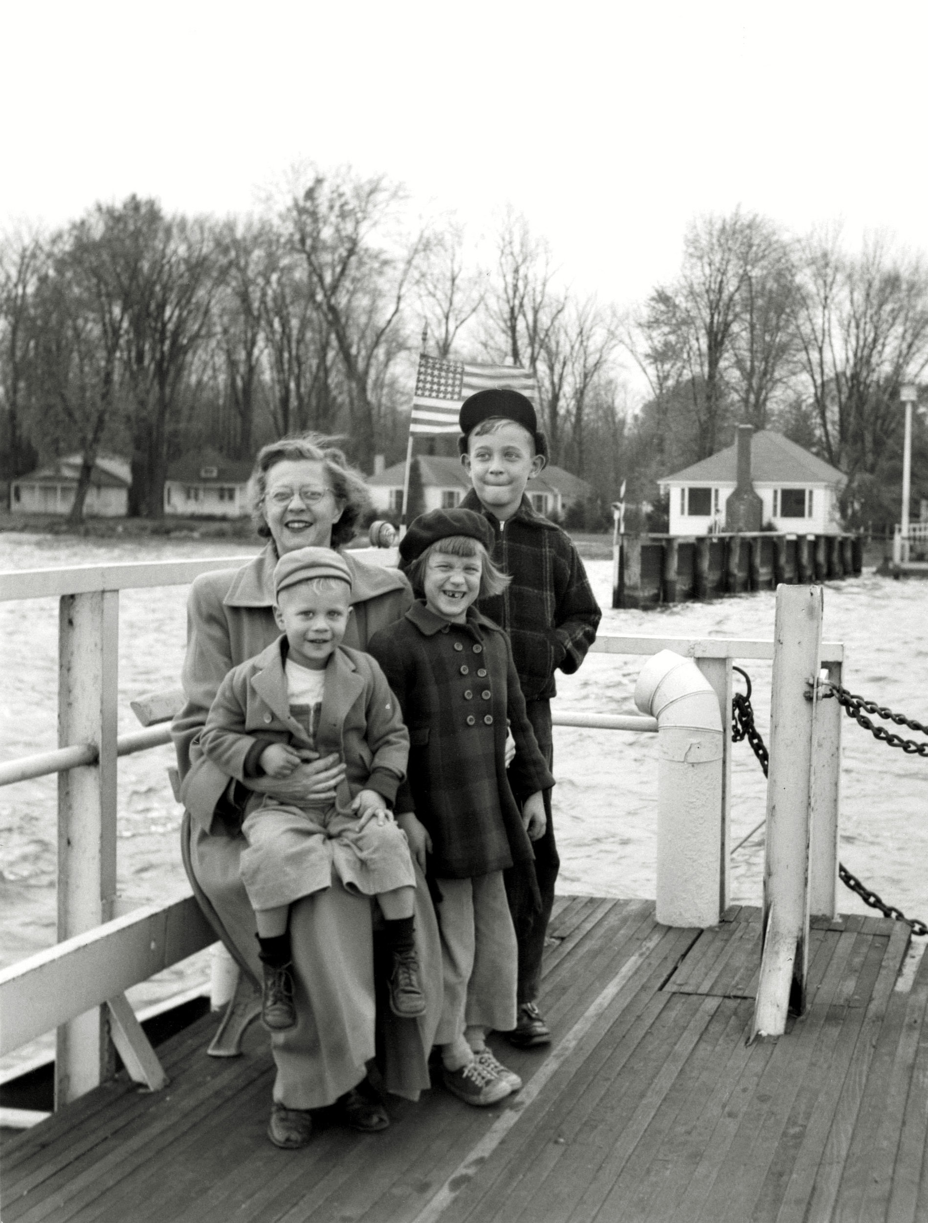 One of our annual trips from New Jersey to Florida circa 1951-52. This was pre-Interstate days and we traveled U.S. 17, 301 or sometimes A1A. Not sure which ferry this is. With Mom, sister and older brother. View full size.