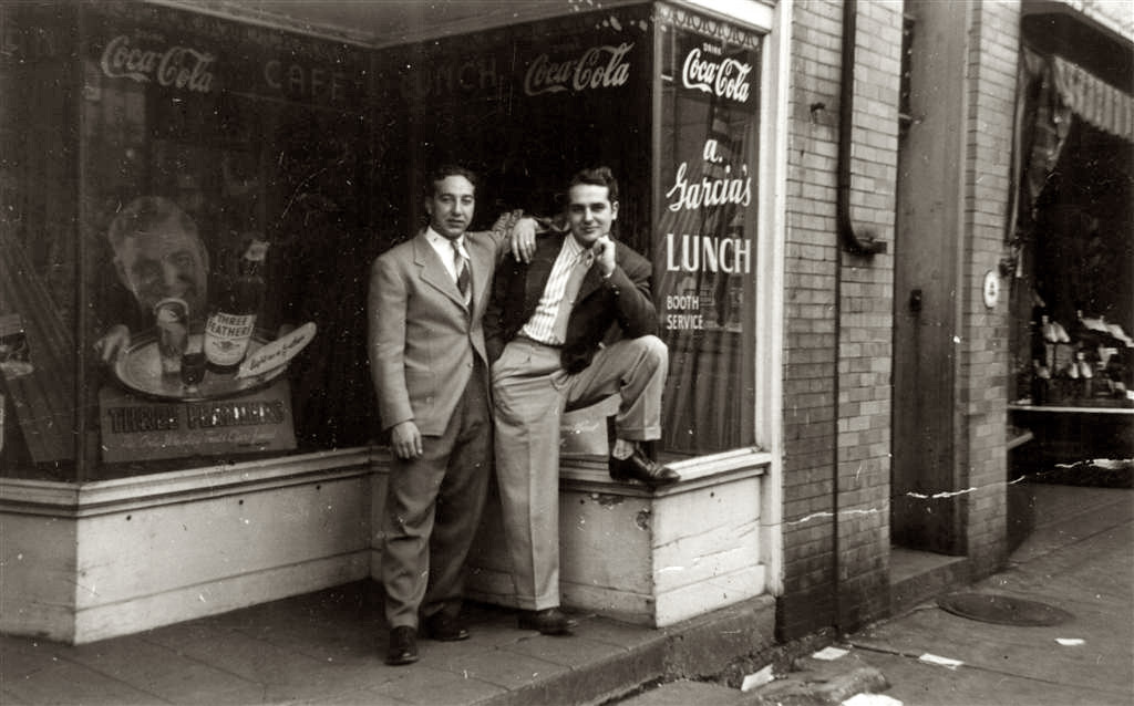 Dad (right) and his friend Gigi (John) Gori standing outside the beer garden run by Gigi's sister Toni in downtown Wilson, PA. I believe this photograph was taken in 1939 shortly before they joined the Marine Corps in January 1940. If so, they would have been 18 years old. In the fall of 1939, Gigi and Dad decided that they would join the Army. So they made it down to the recruiting station in Pittsburgh. For some reason Gigi was not allowed in. So much for that plan until they saw a recruiting poster for the Marines. The poster showed a Marine in dress blues sitting on a horse. Both signed up.