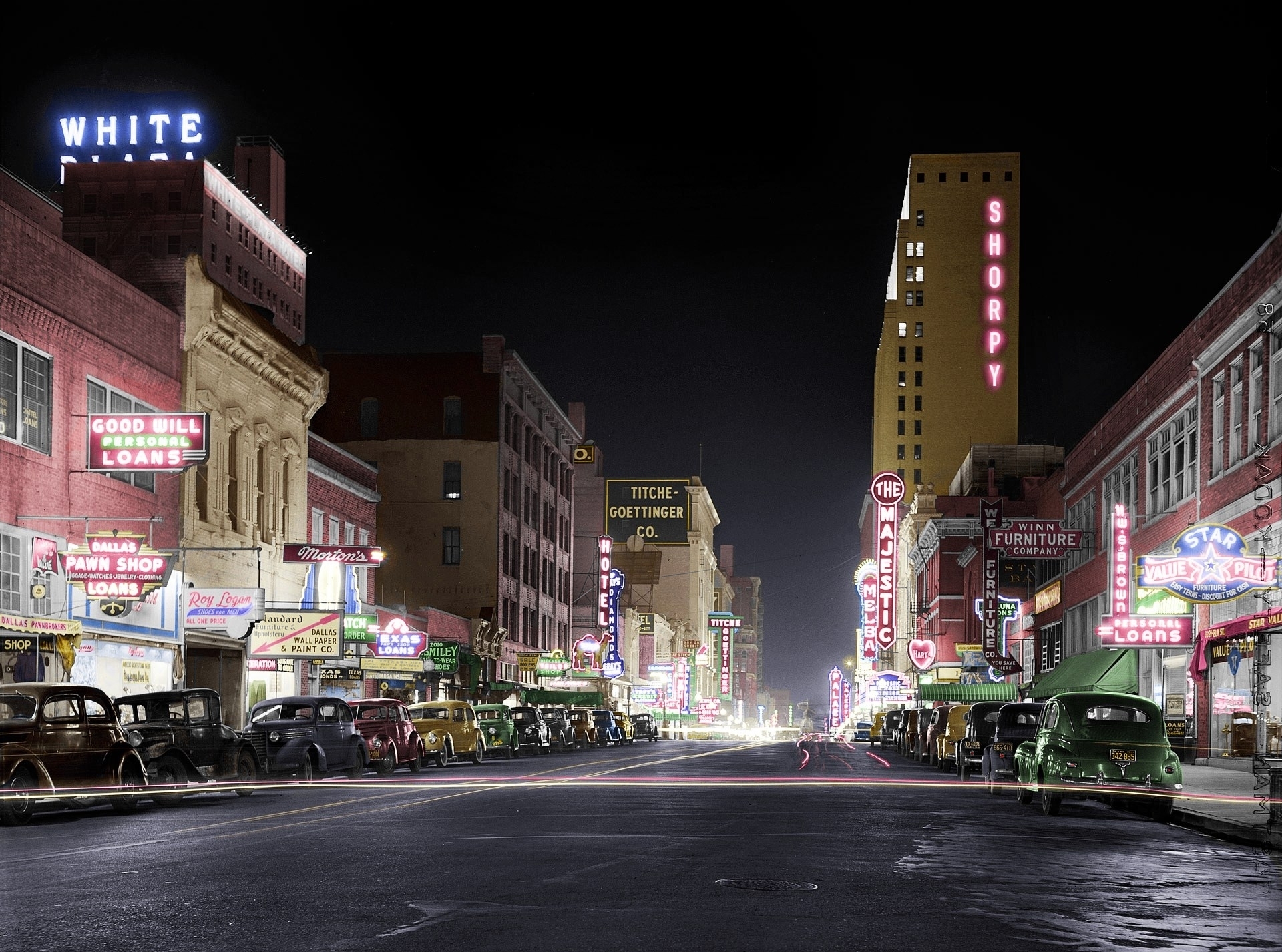 January 1942. Theater Row on Elm Street in Dallas showing the Shorpy Hotel. View full size.