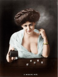 Colorized version of "A Winning Miss," 1911. Art Photo Co., Grand Rapids, Mich. View full sizeM.