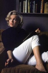 Hollywood, 1953. "Actress Marilyn Monroe at home." 35mm color transparency by Alfred Eisenstaedt, Life magazine image archive. View full size.