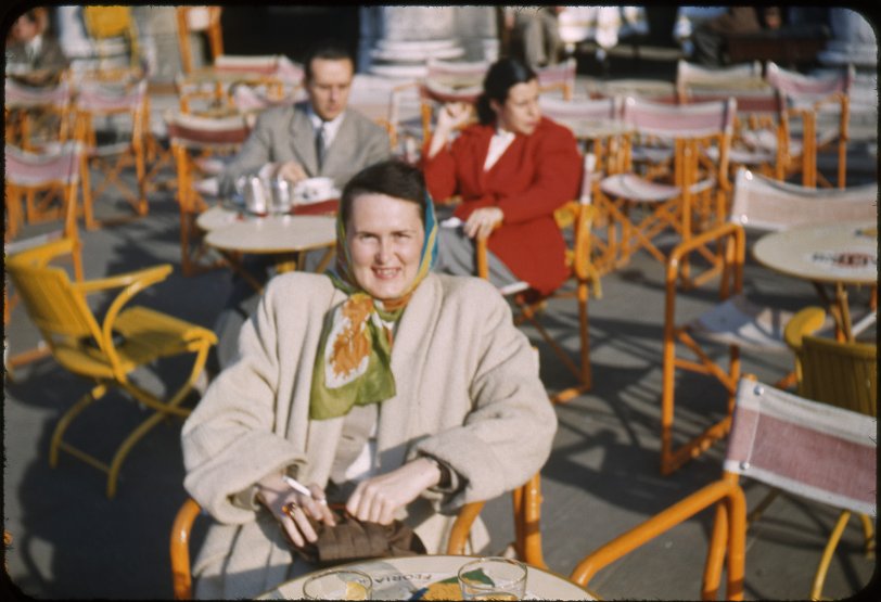 "St. Mark's Square," circa 1950. From a set of Kodachrome slides I found in an antique store, apparently taken by American tourists. The slides aren't dated, but the mounts are the type used by Kodak from 1950 to 1955. View full size.
