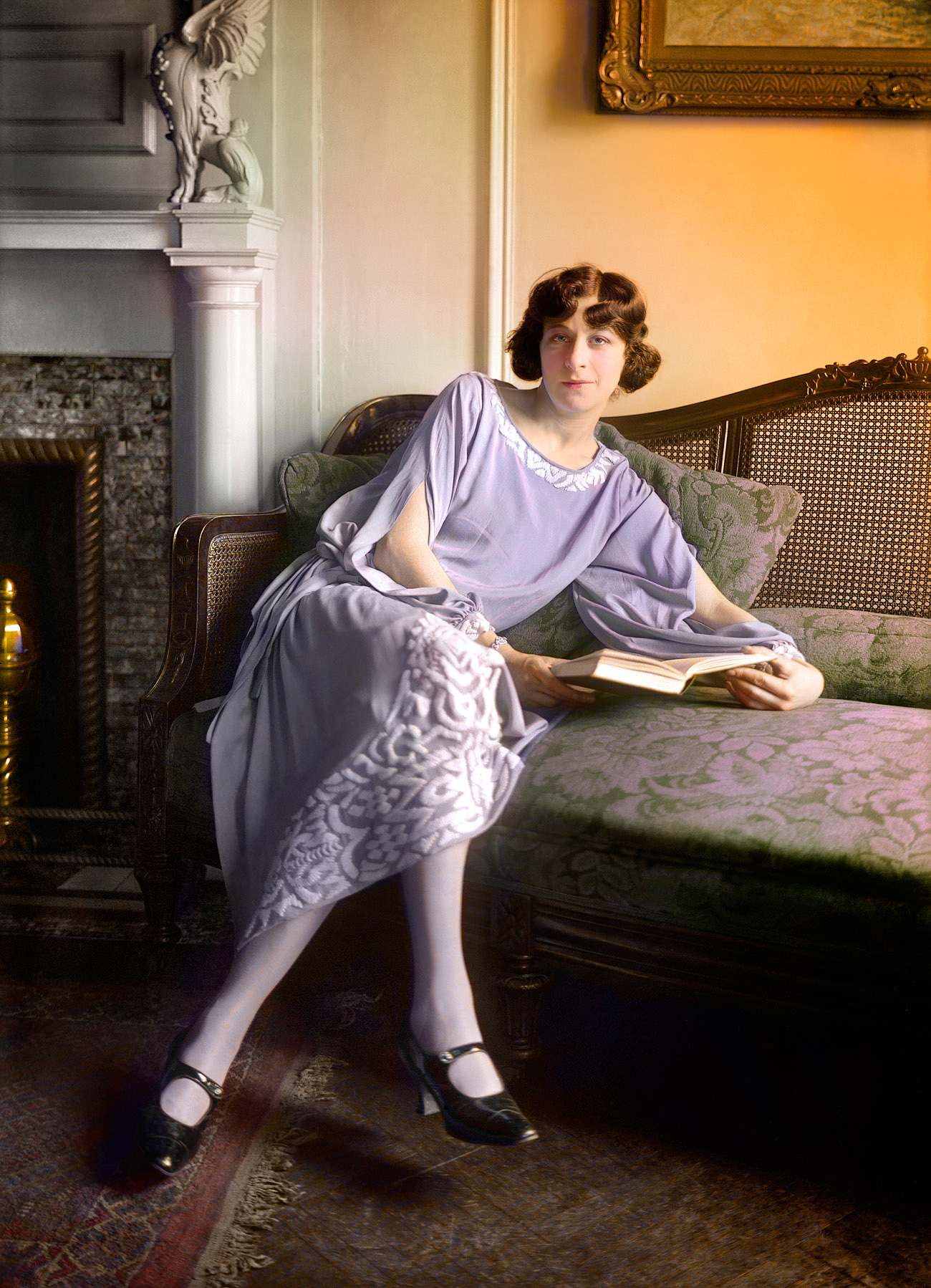 I'm too young to remember Fanny Brice, but I was attracted to the photo's elegant composition and the possibilities of light and color. Colorization of the original done in Photoshop using multiple layers and blend modes. View full size.