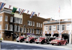 Taken in late 50s or early 60s at the Ilion, New York, fire station. View full size.
(Colorized Photos)