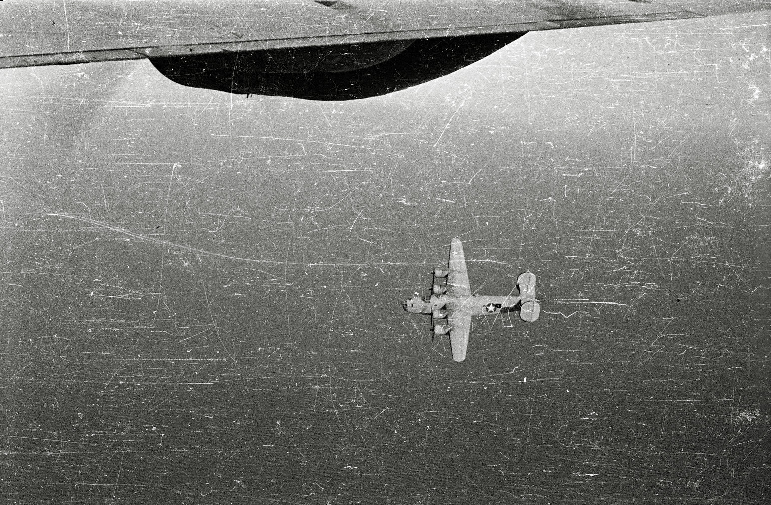 From a collection of WW2 negatives I recently acquired. Aerial shot of what I have been told is a B-17. View full size.